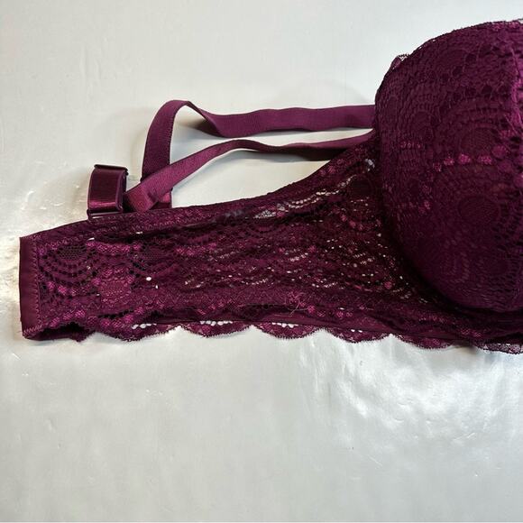 Black Fuchsia Convertible Padded Underwire Bra Purple/Burgundy/Wine Size 44D EUC - Picture 7 of 10